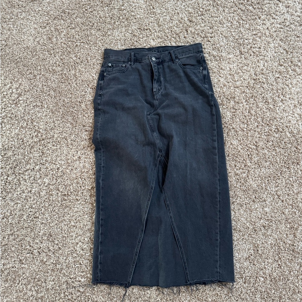 American Eagle Black High-Waist Denim Skirt